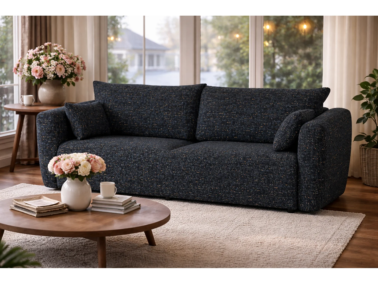 Canapé Santi avec fonction couchage et coffre – canapé moderne et confortable pour le salon