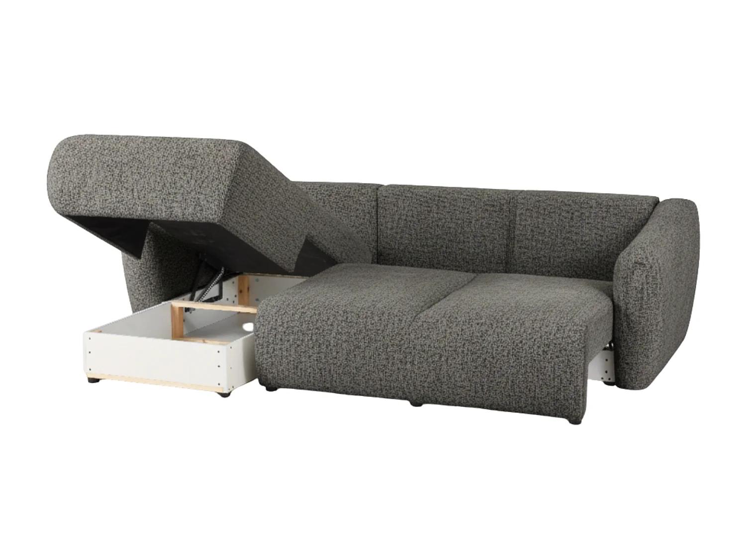Canapé d’angle Santi avec fonction couchage et coffre – 255×165 cm – moderne, convertible, confortable pour le salon