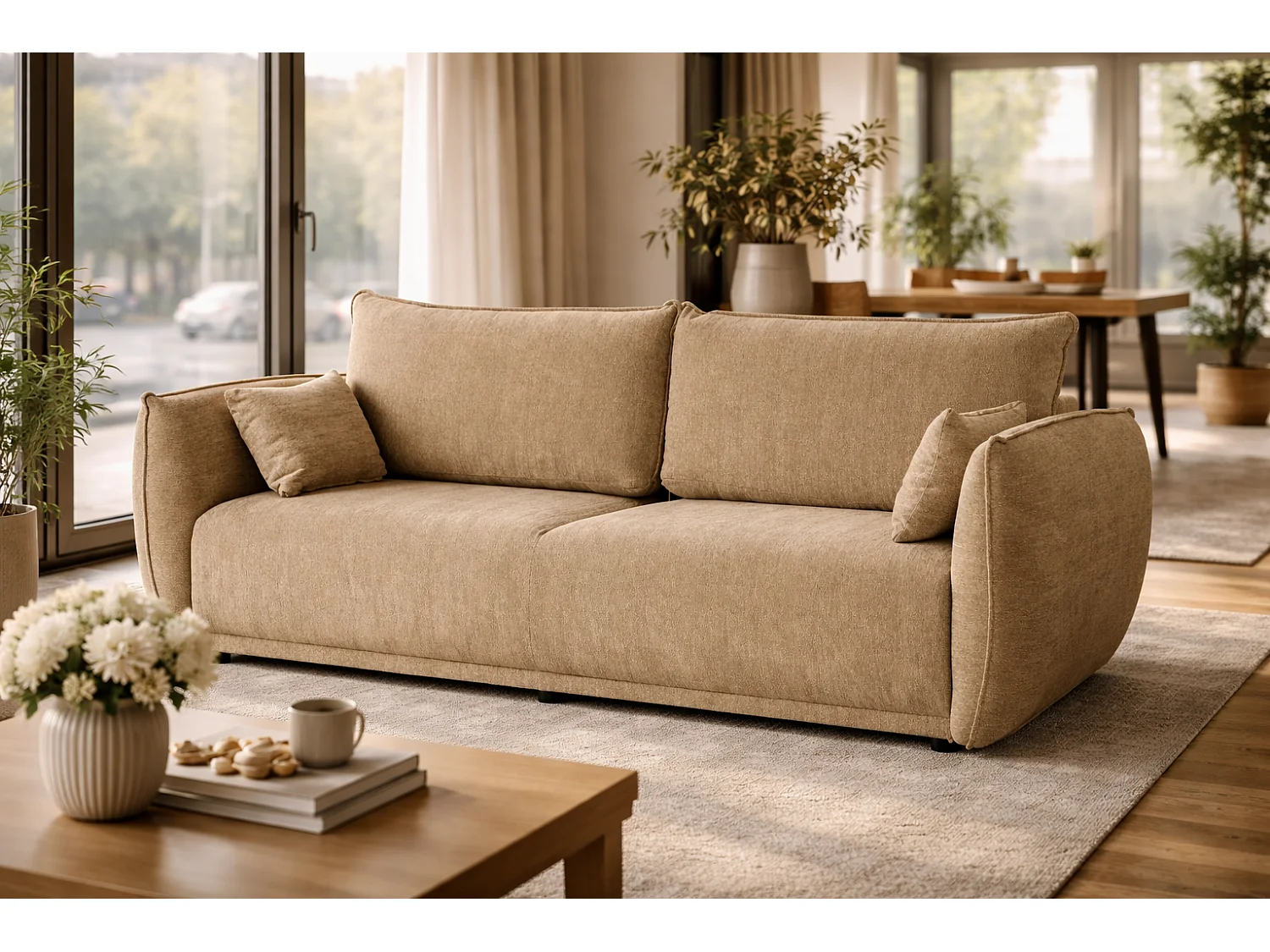 Canapé MOSSA avec fonction couchage et coffre – canapé moderne et confortable pour le salon