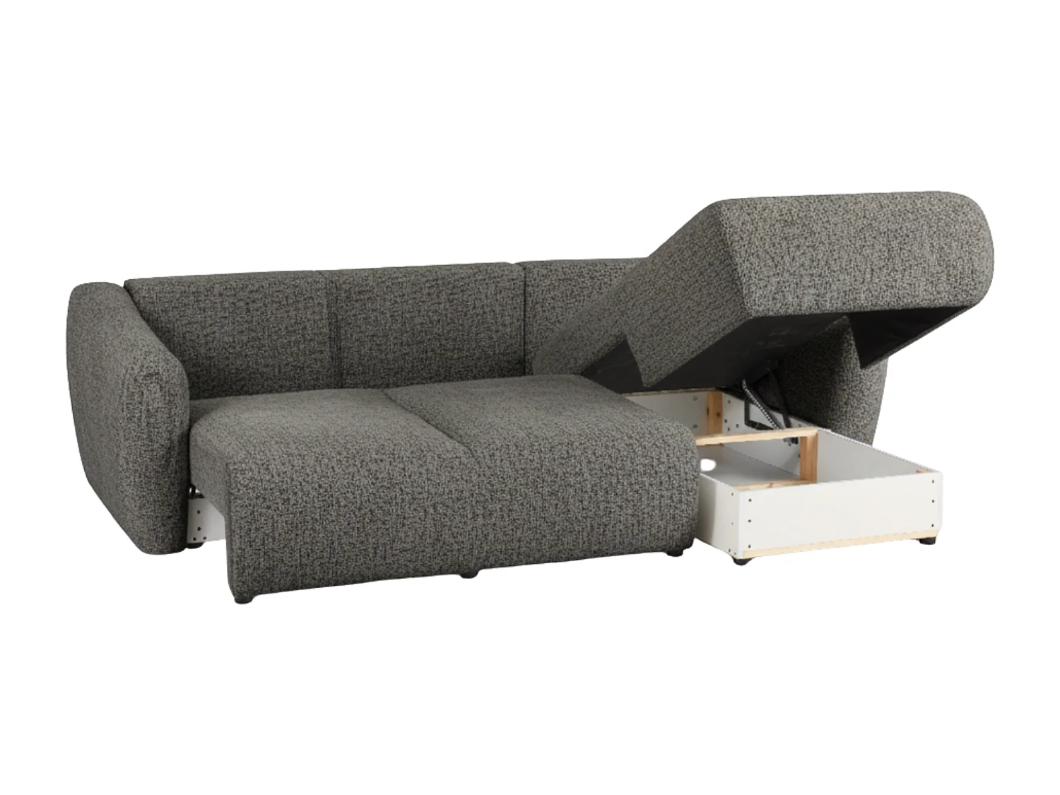 Divano angolare Santi con funzione letto e contenitore – 255×165 cm – moderno, trasformabile, comodo per il soggiorno