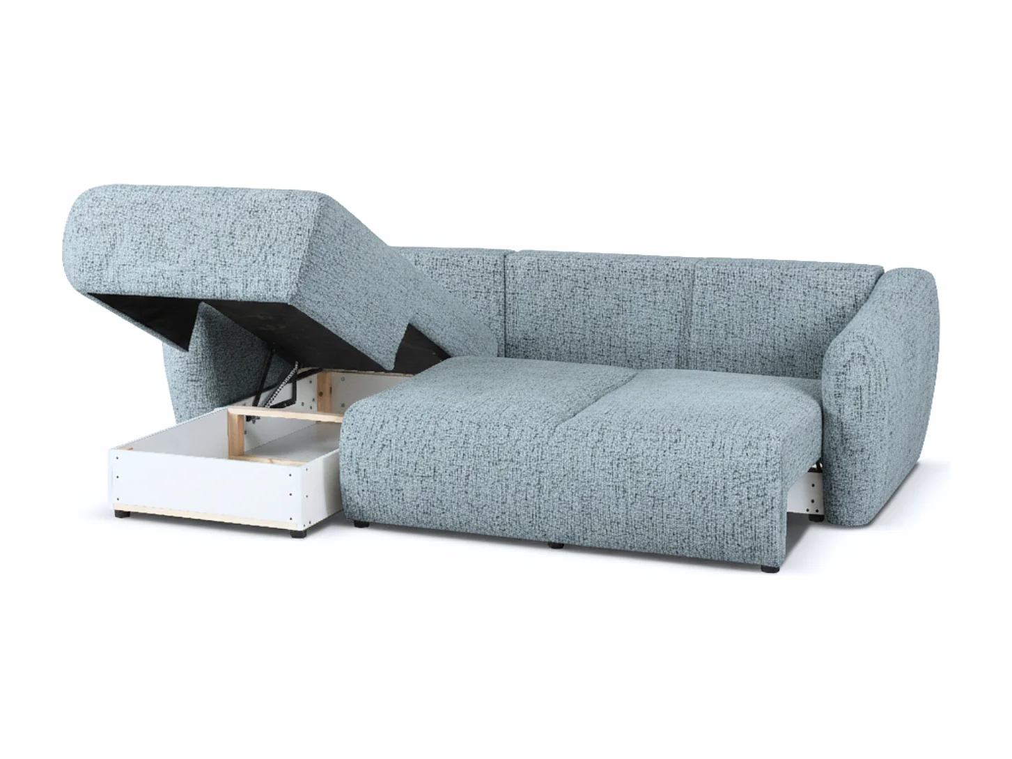 Canapé d’angle Santi avec fonction couchage et coffre – 255×165 cm – moderne, convertible, confortable pour le salon