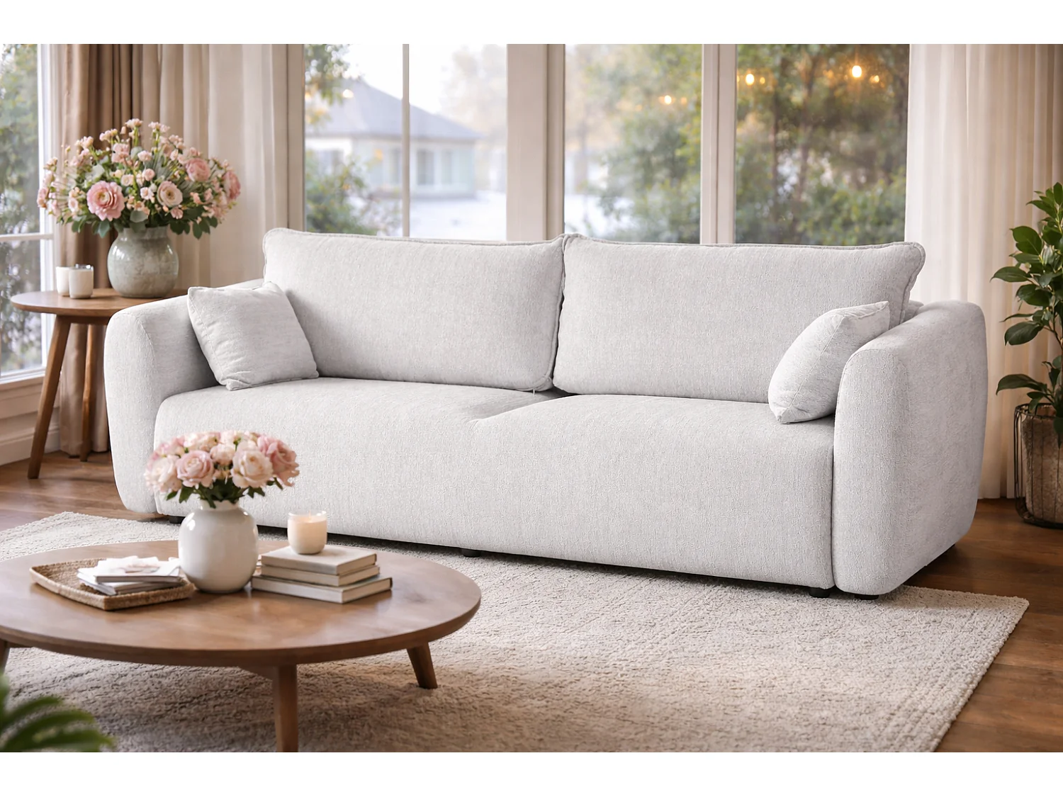 Canapé Santi avec fonction couchage et coffre – canapé moderne et confortable pour le salon