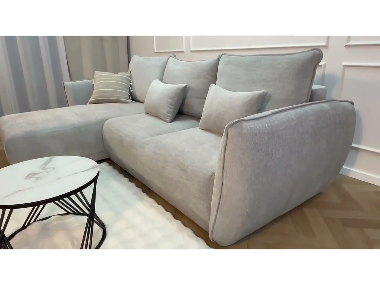 Canapé d’angle Mossa gauche convertible avec coffre – canapé moderne pour salon 2 en 1