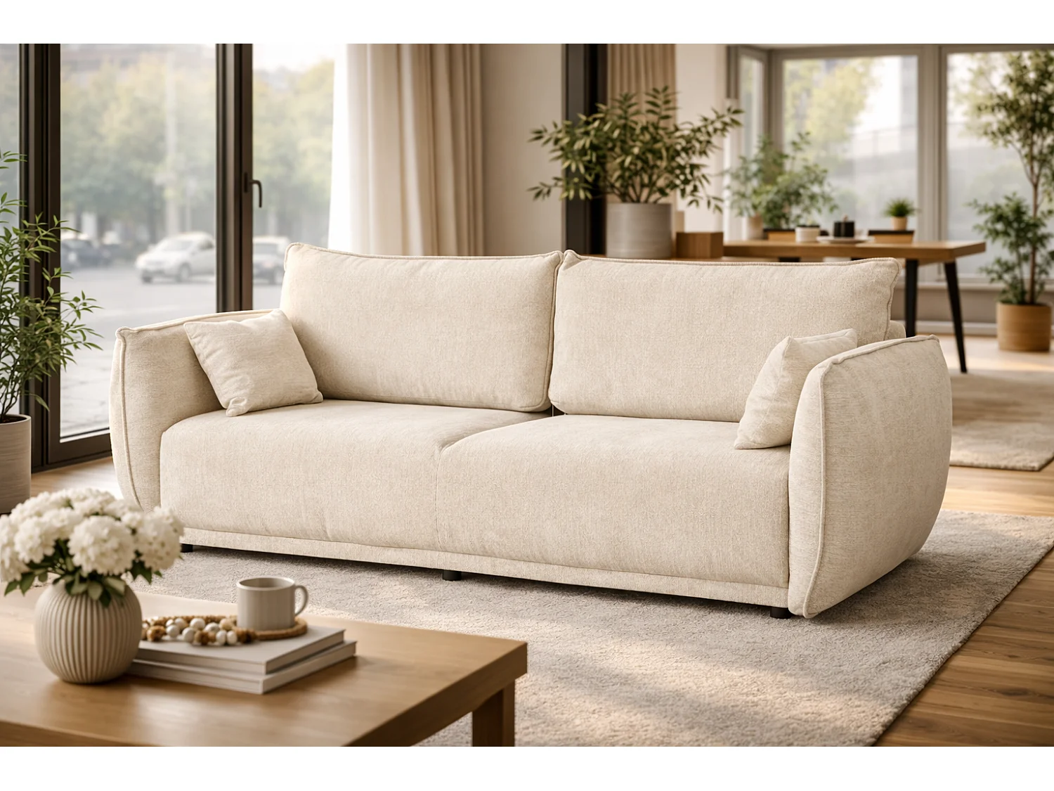 Canapé MOSSA avec fonction couchage et coffre – canapé moderne et confortable pour le salon