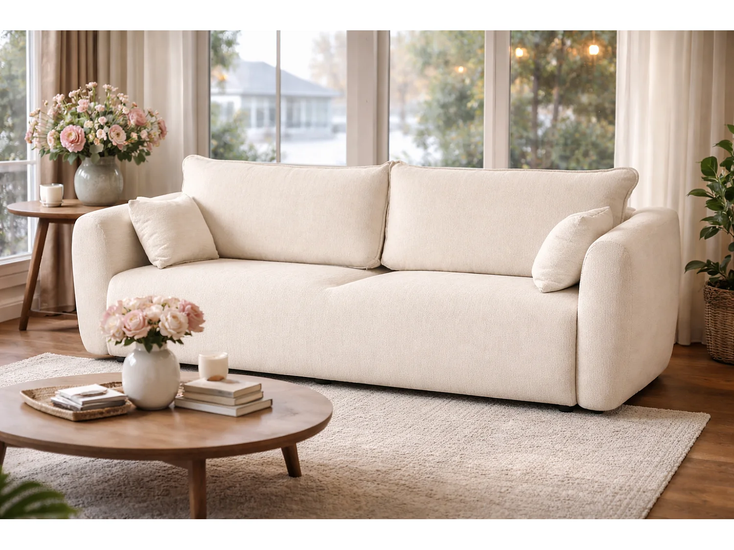 Canapé Santi avec fonction couchage et coffre – canapé moderne et confortable pour le salon