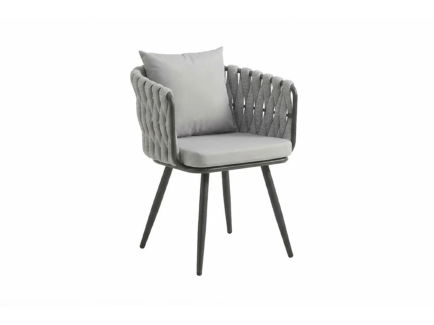 Gartenstuhl - Hellgrau Metall, Kunststoff - LUSHA