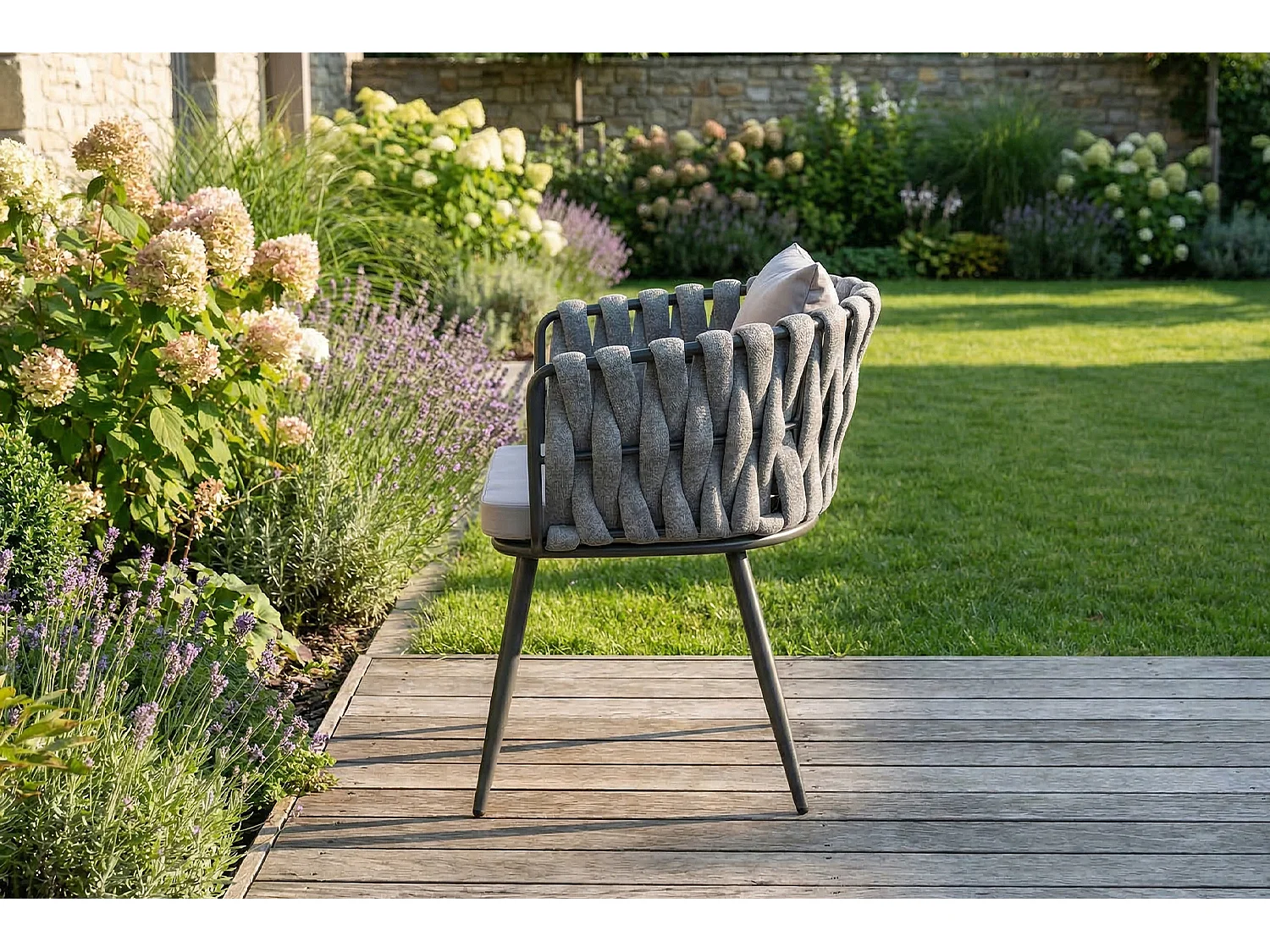 Gartenstuhl - Hellgrau Metall, Kunststoff - LUSHA