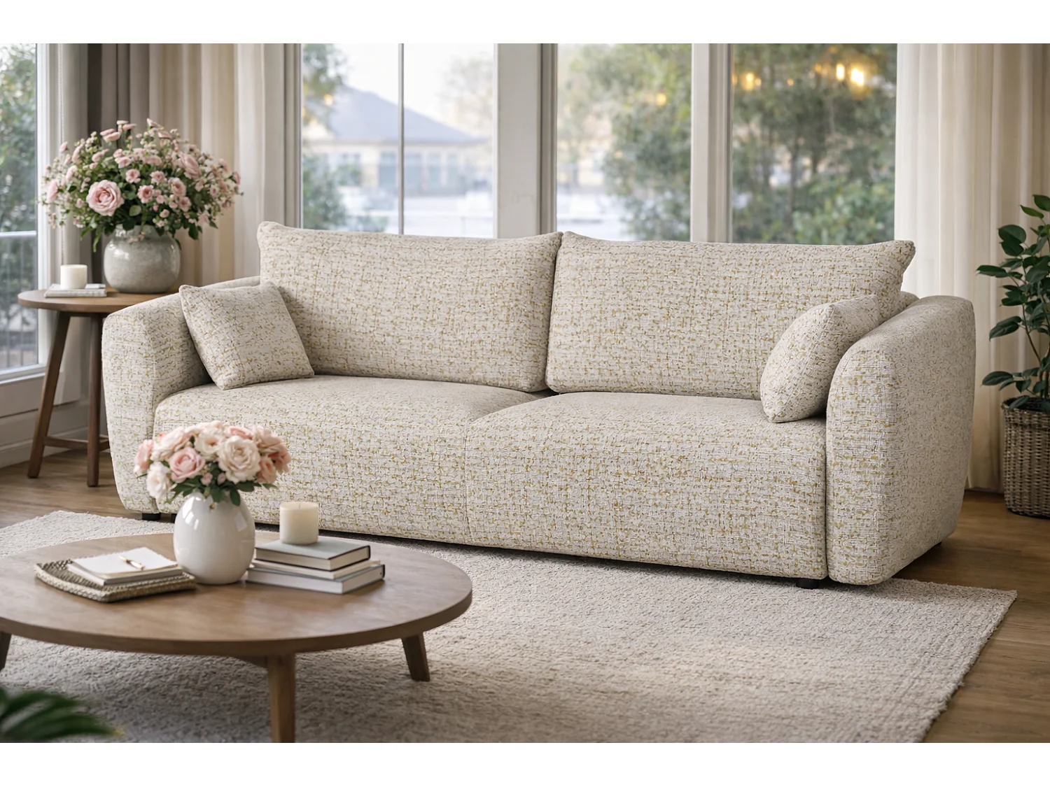 Canapé Santi avec fonction couchage et coffre – canapé moderne et confortable pour le salon