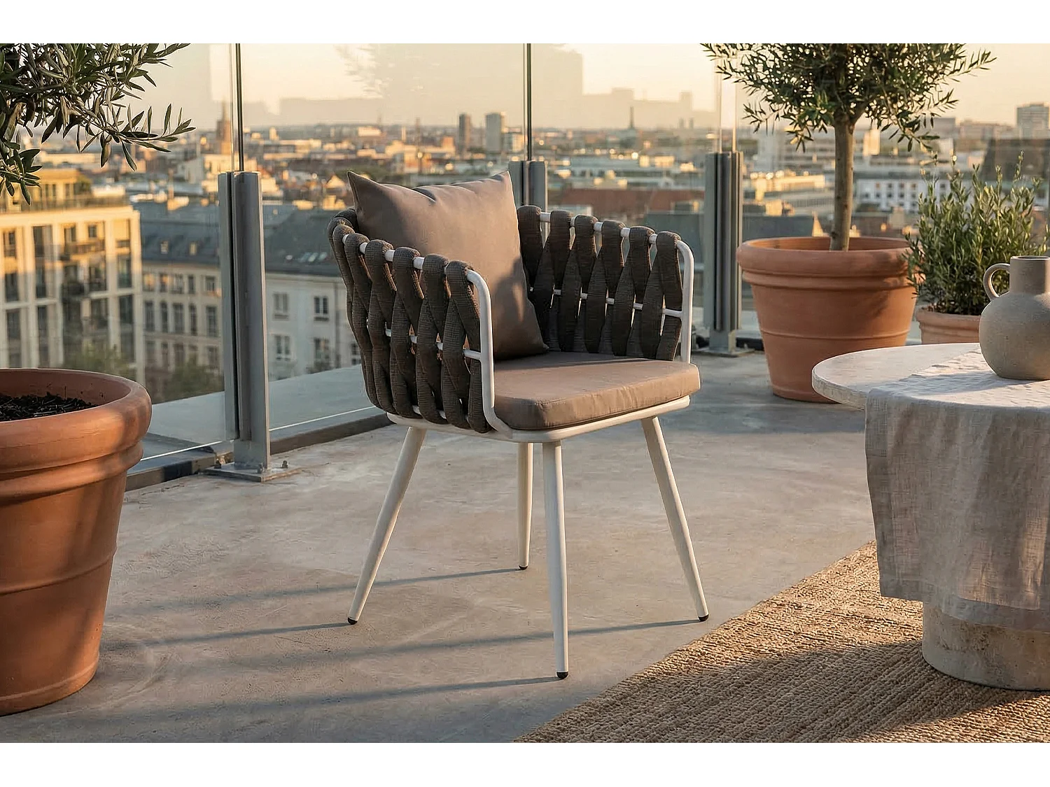 Gartenstuhl - Grau Metall, Kunststoff - LUSHA