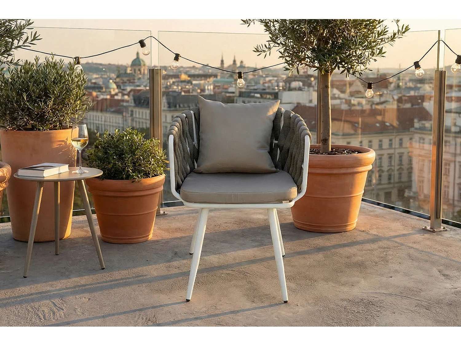 Gartenstuhl - Grau Metall, Kunststoff - LUSHA