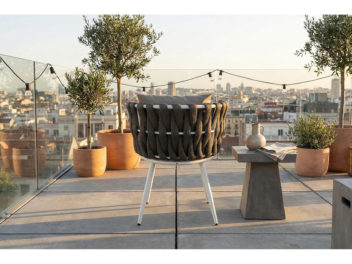 Gartenstuhl - Grau Metall, Kunststoff - LUSHA