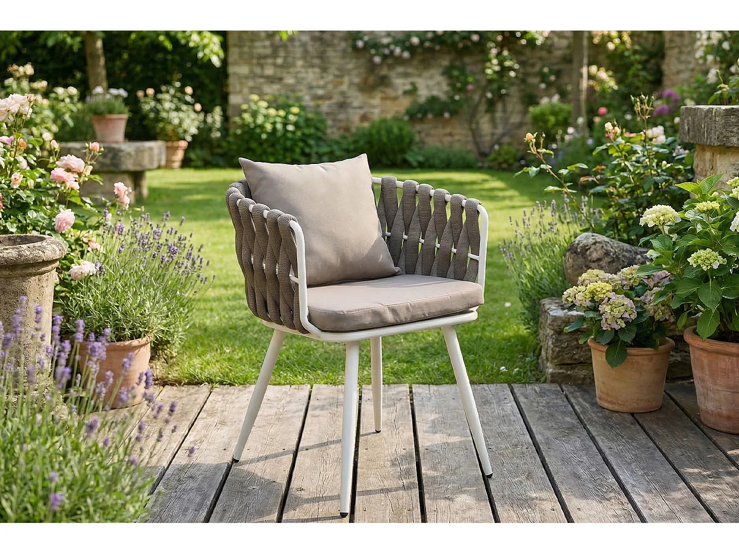 Gartenstuhl - Grau Metall, Kunststoff - LUSHA