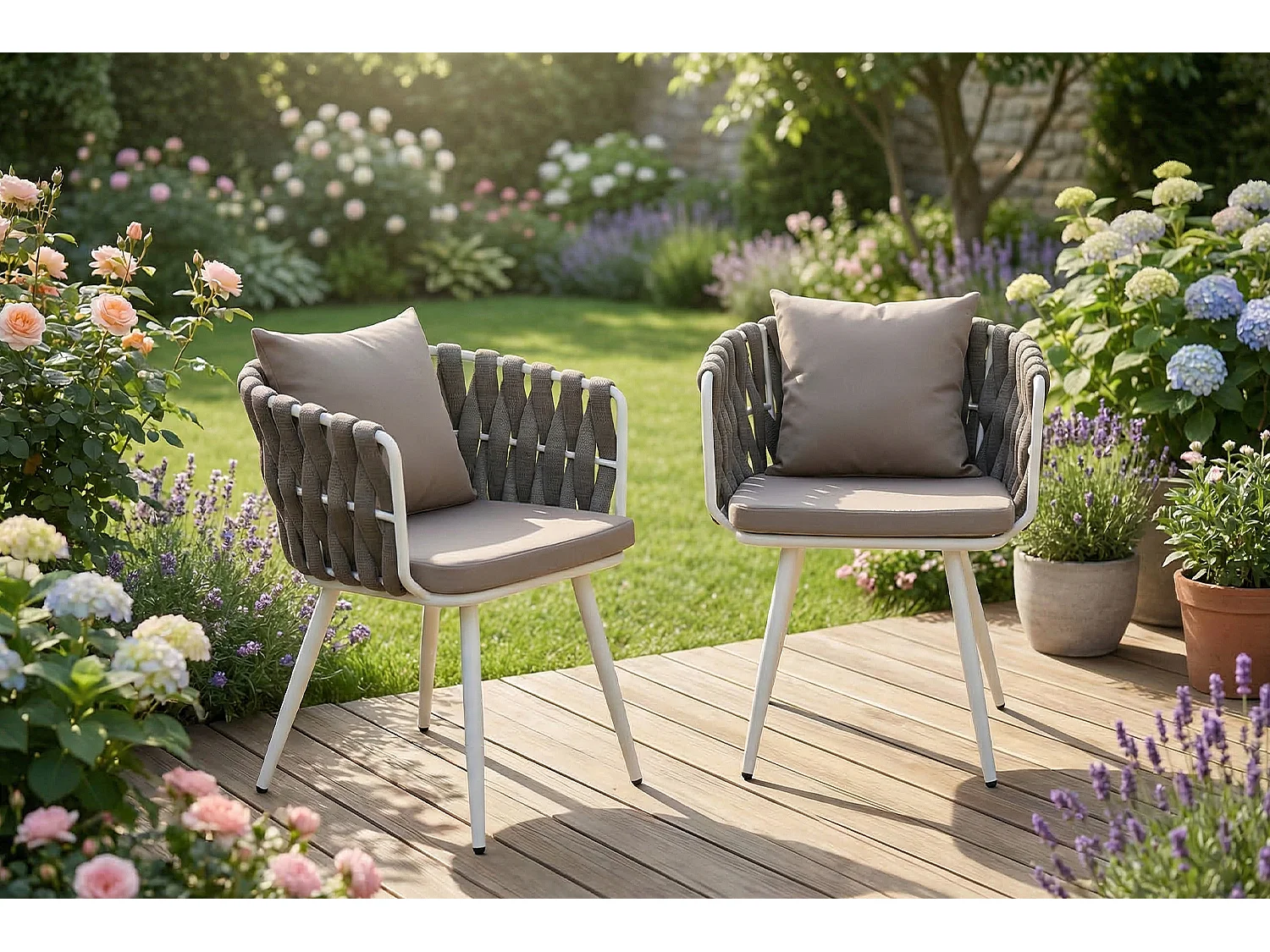 Gartenstuhl - Grau Metall, Kunststoff - LUSHA