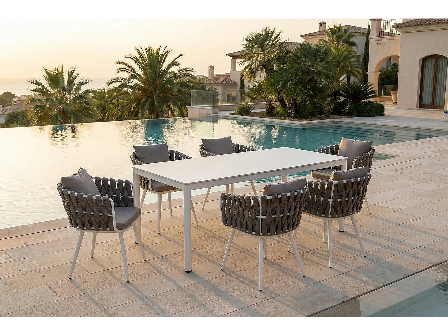 Gartenstuhl - Grau Metall, Kunststoff - LUSHA