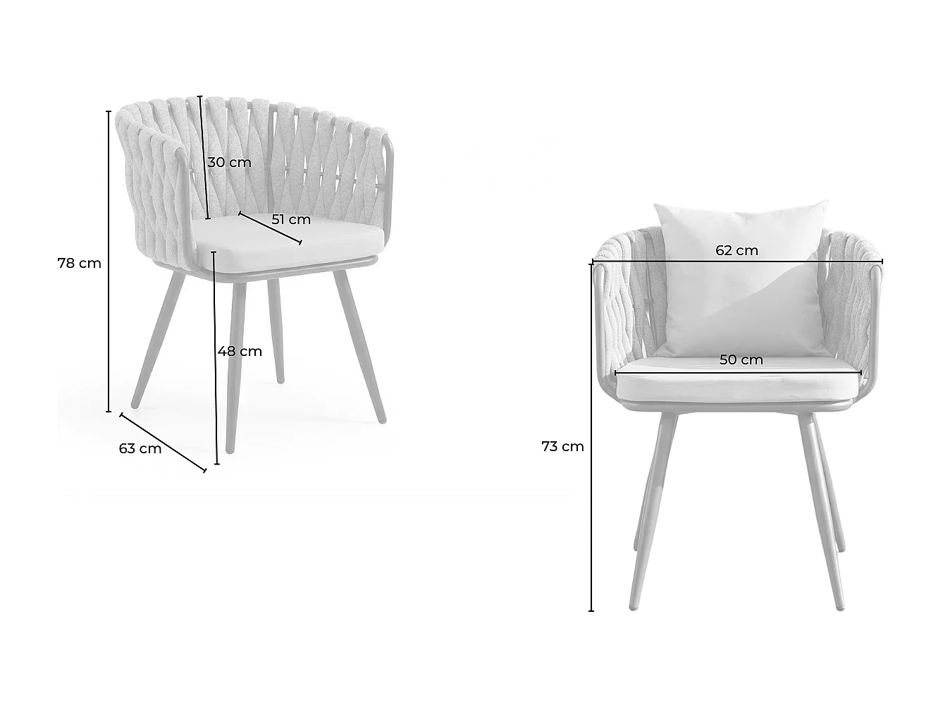 Gartenstuhl - Grau Metall, Kunststoff - LUSHA