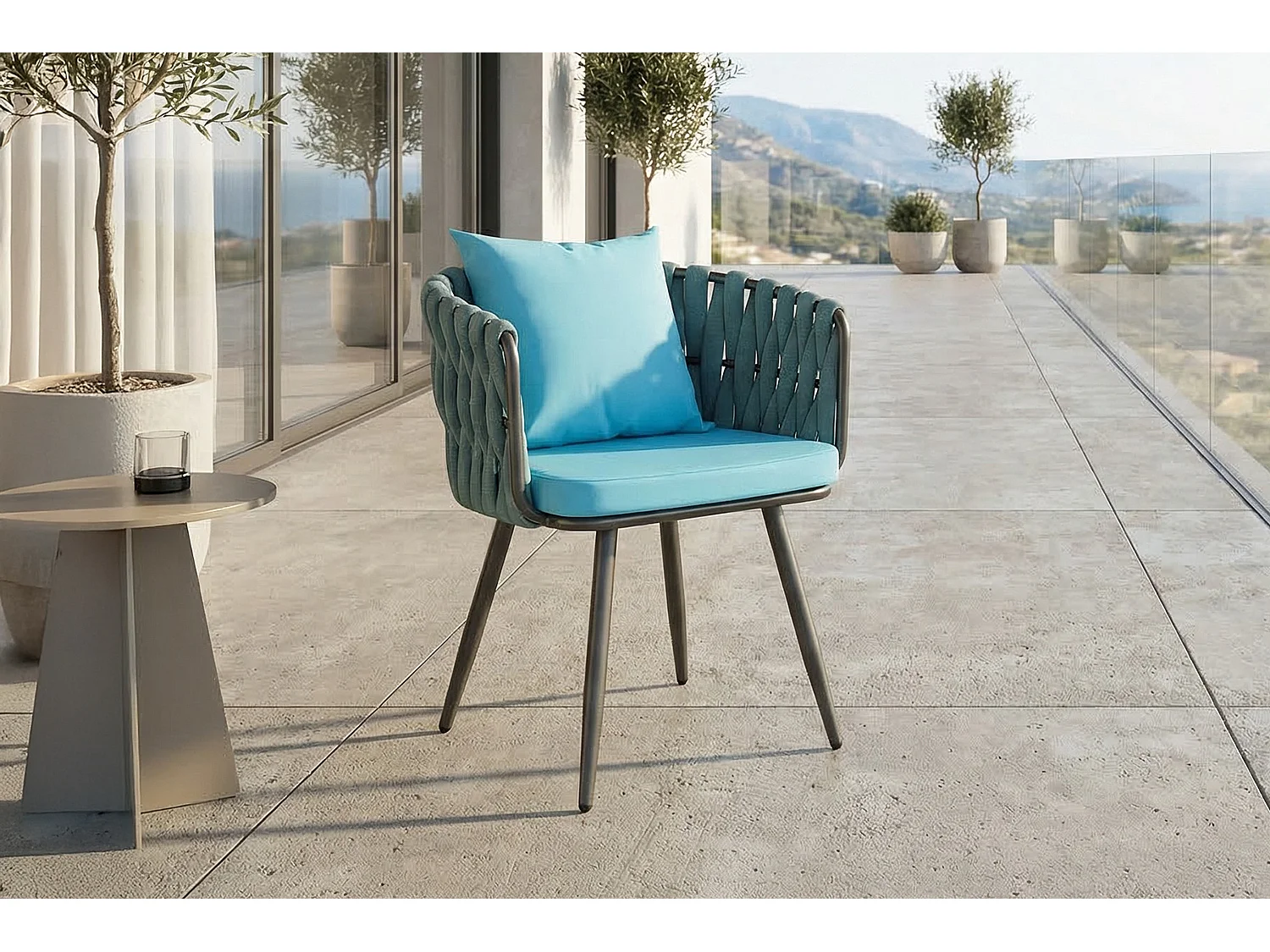 Gartenstuhl - Petrol Metall, Kunststoff - LUSHA