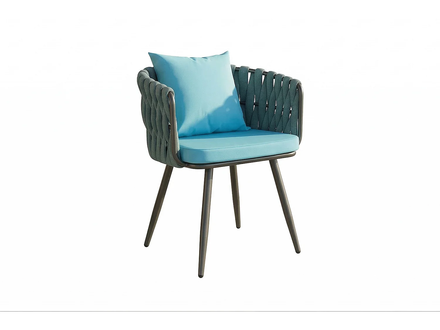 Gartenstuhl - Petrol Metall, Kunststoff - LUSHA