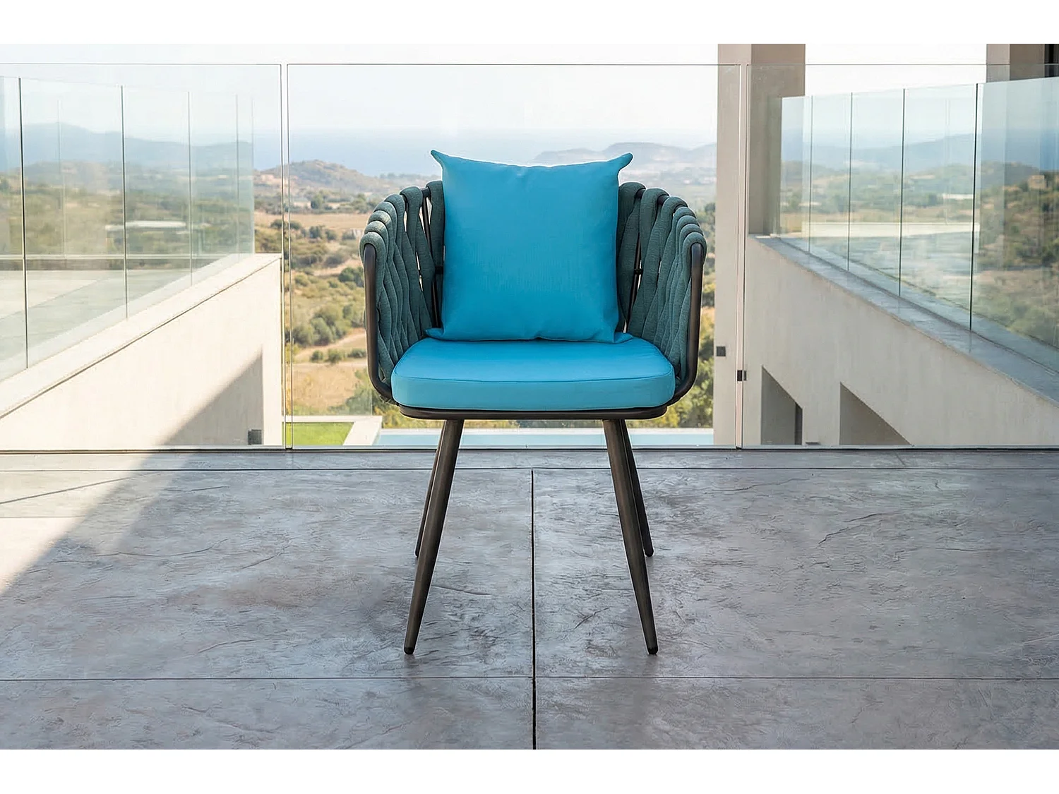 Gartenstuhl - Petrol Metall, Kunststoff - LUSHA