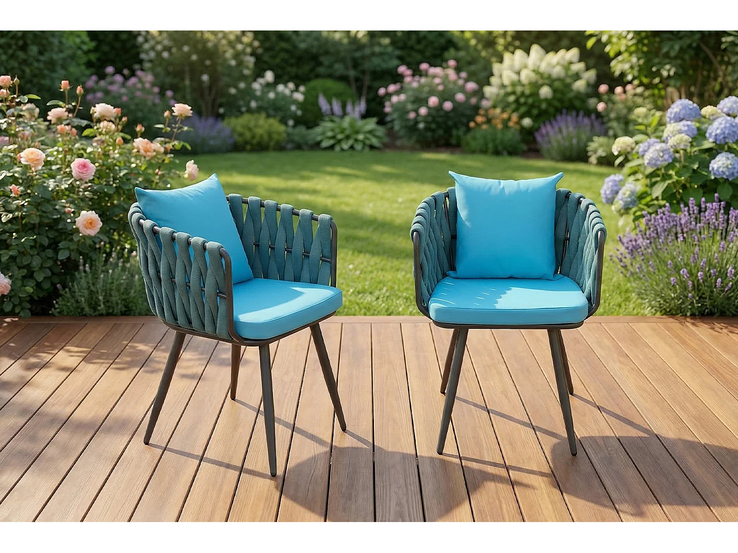 Gartenstuhl - Petrol Metall, Kunststoff - LUSHA