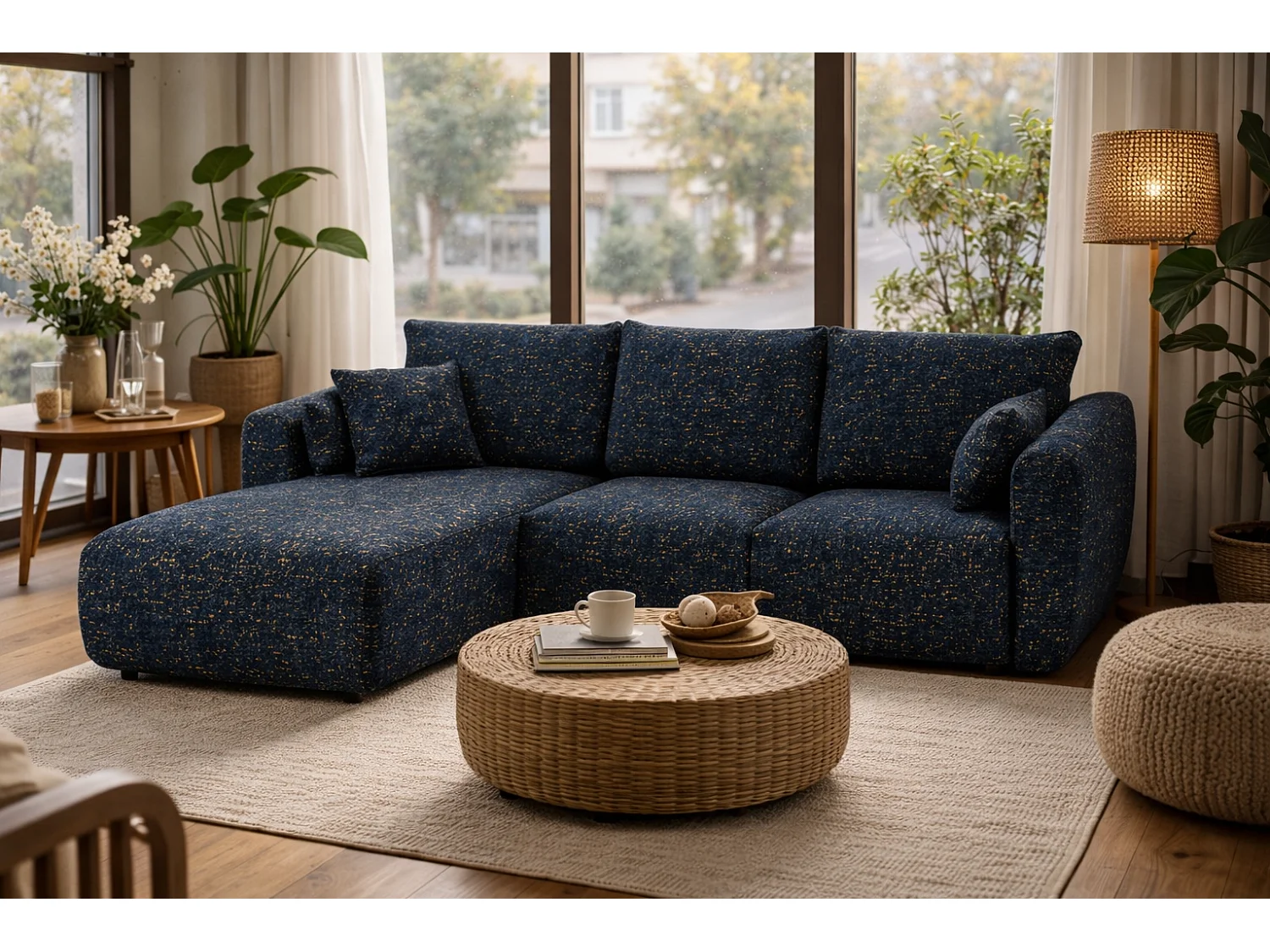 Canapé d’angle Santi avec fonction couchage et coffre – 255×165 cm – moderne, convertible, confortable pour le salon