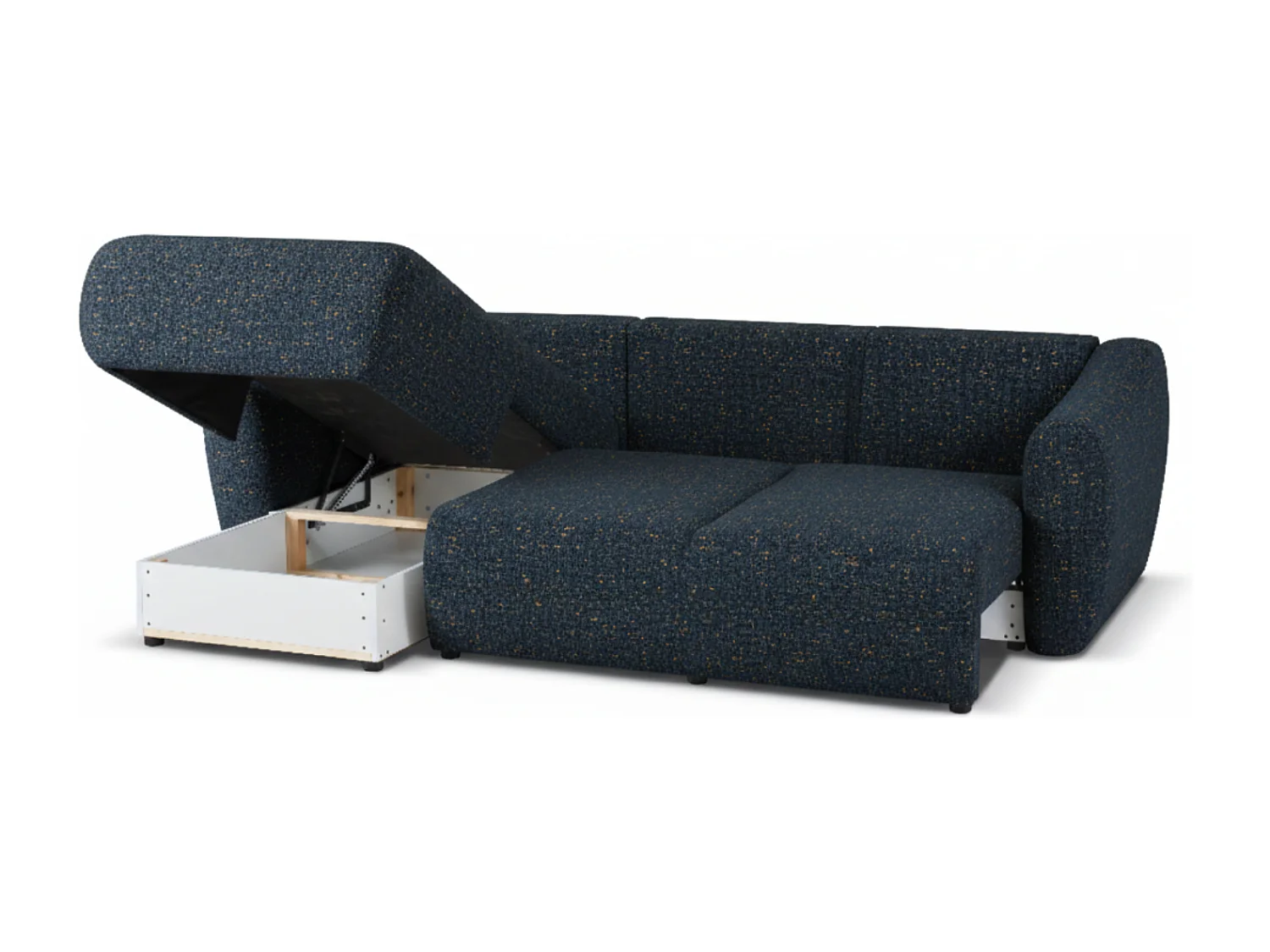 Canapé d’angle Santi avec fonction couchage et coffre – 255×165 cm – moderne, convertible, confortable pour le salon