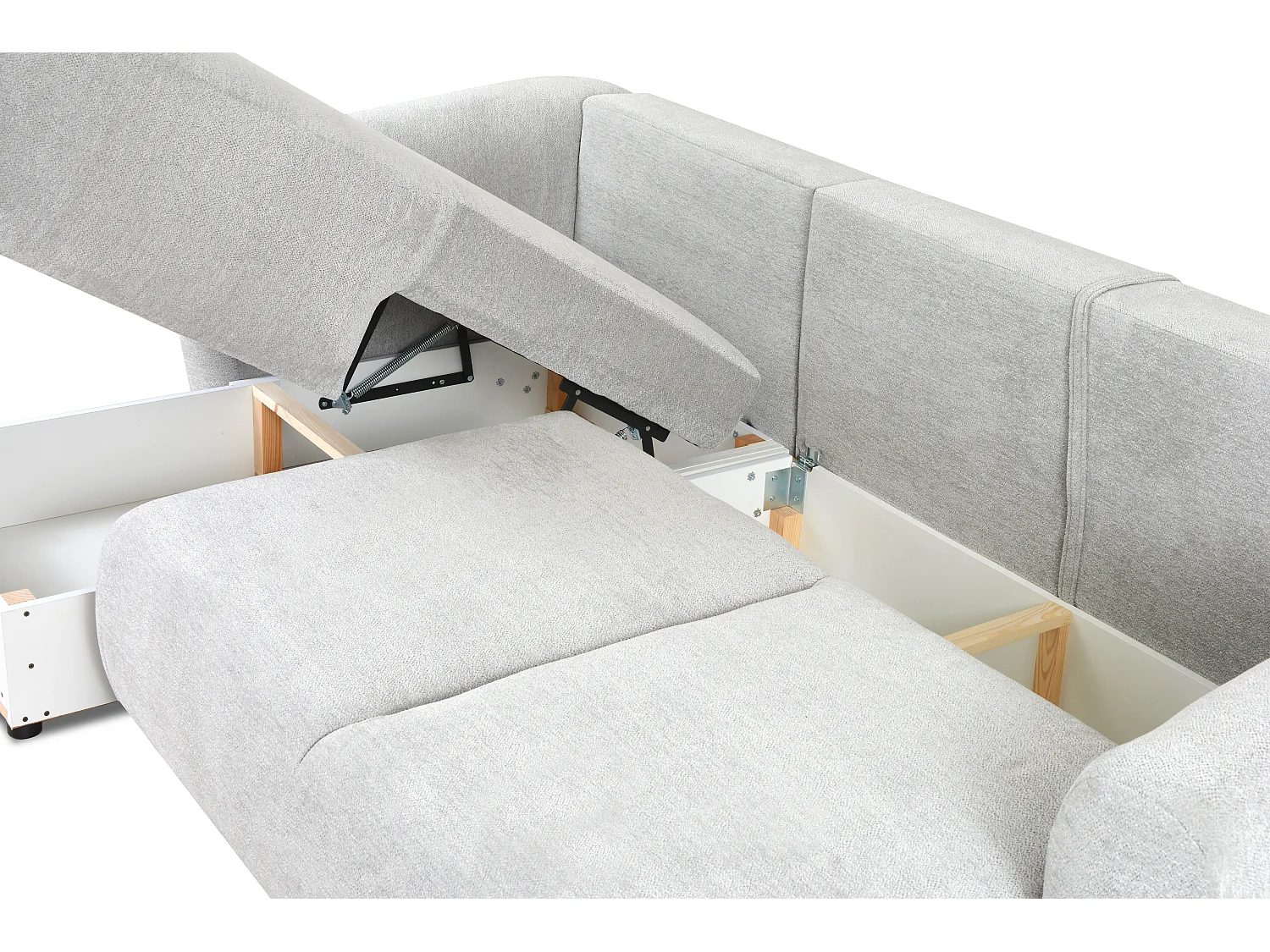 Canapé d’angle Santi avec fonction couchage et coffre – 255×165 cm – moderne, convertible, confortable pour le salon