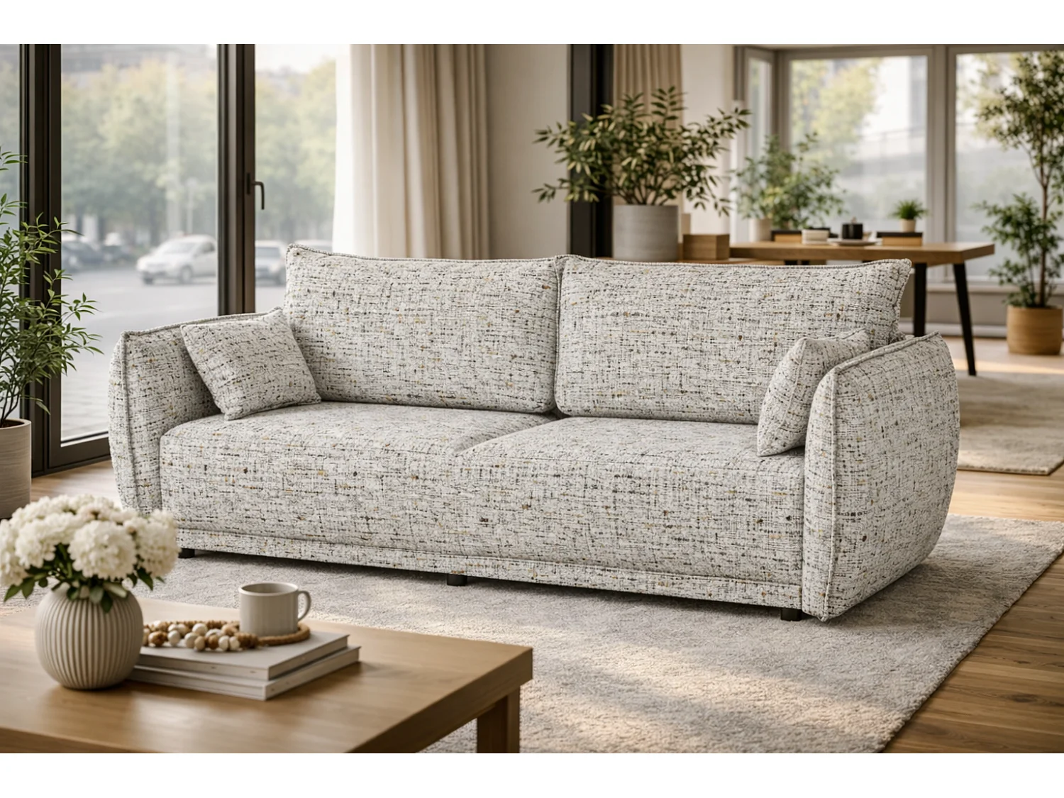 Canapé MOSSA avec fonction couchage et coffre – canapé moderne et confortable pour le salon