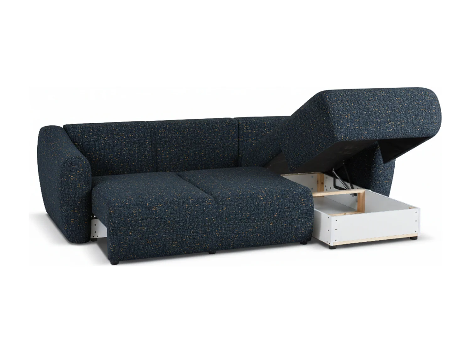 Divano angolare Santi con funzione letto e contenitore – 255×165 cm – moderno, trasformabile, comodo per il soggiorno