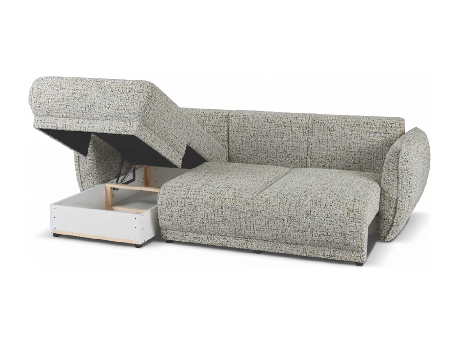 Canapé d’angle Mossa gauche convertible avec coffre – canapé moderne pour salon 2 en 1