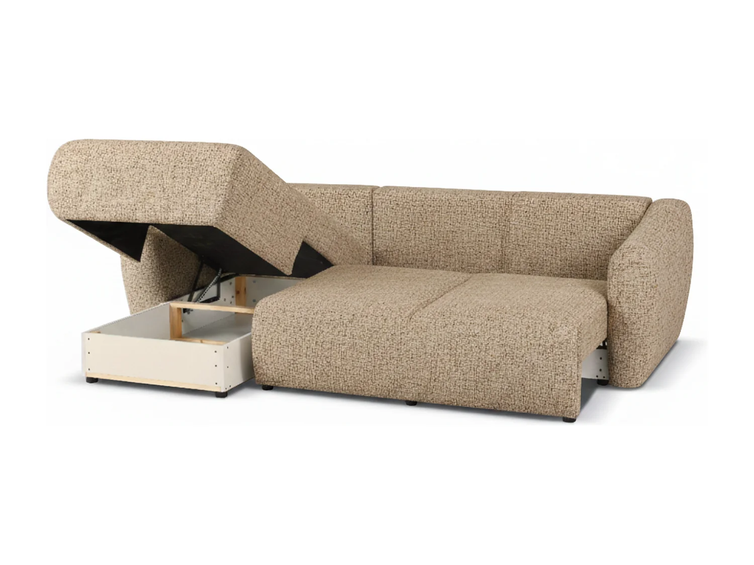 Canapé d’angle Santi avec fonction couchage et coffre – 255×165 cm – moderne, convertible, confortable pour le salon