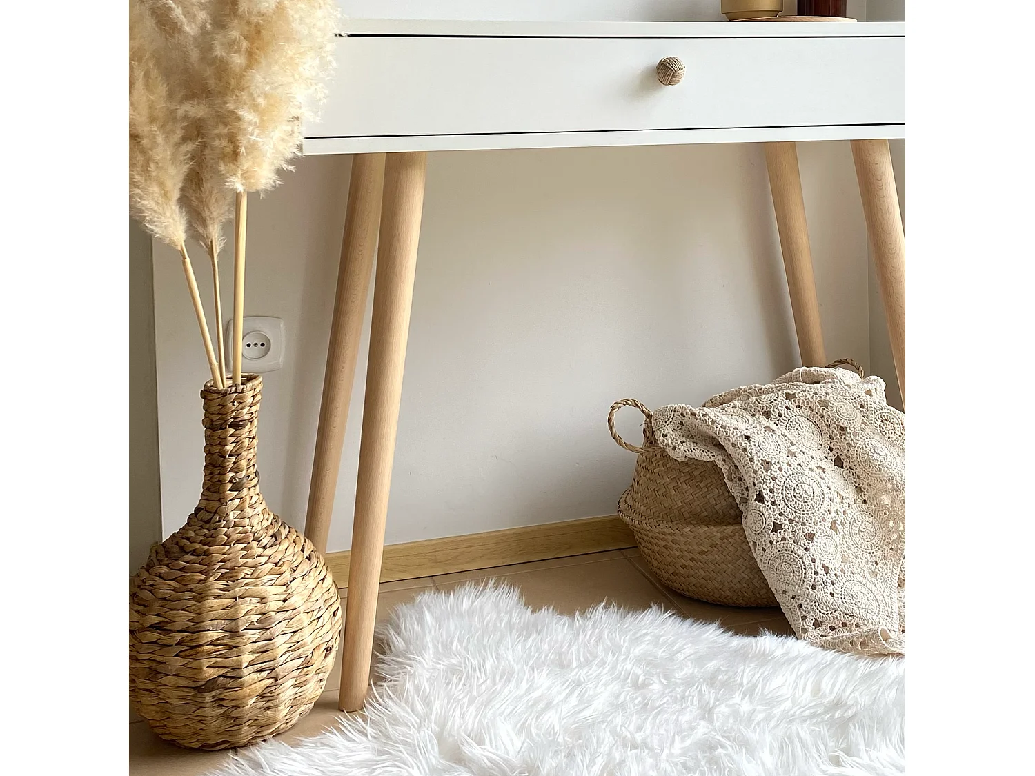 Konsole NATURA, 90 cm, Eiche Craft Gold, mit 1 Schublade