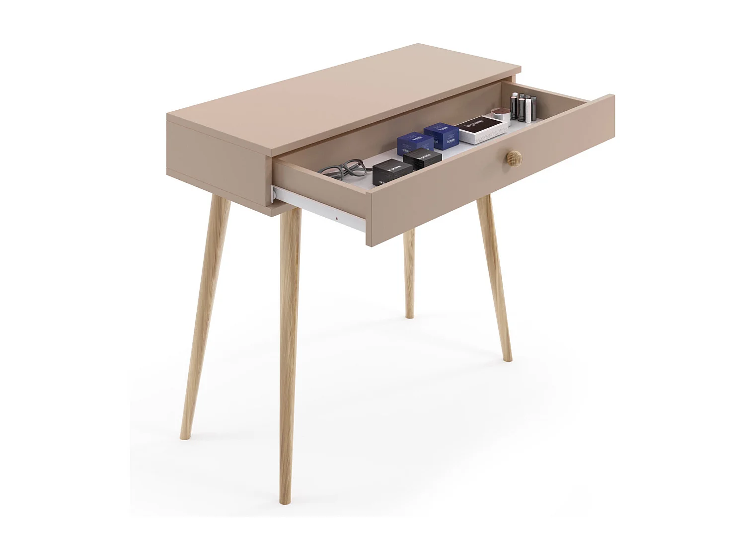 Konsole NATURA, 90 cm, Beige Macchiato, mit 1 Schublade