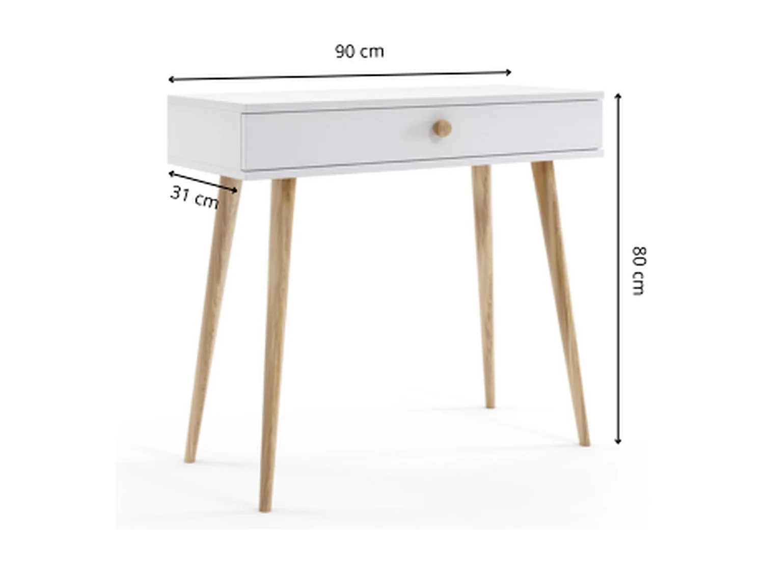 Konsole NATURA, 90 cm, Beige Macchiato, mit 1 Schublade