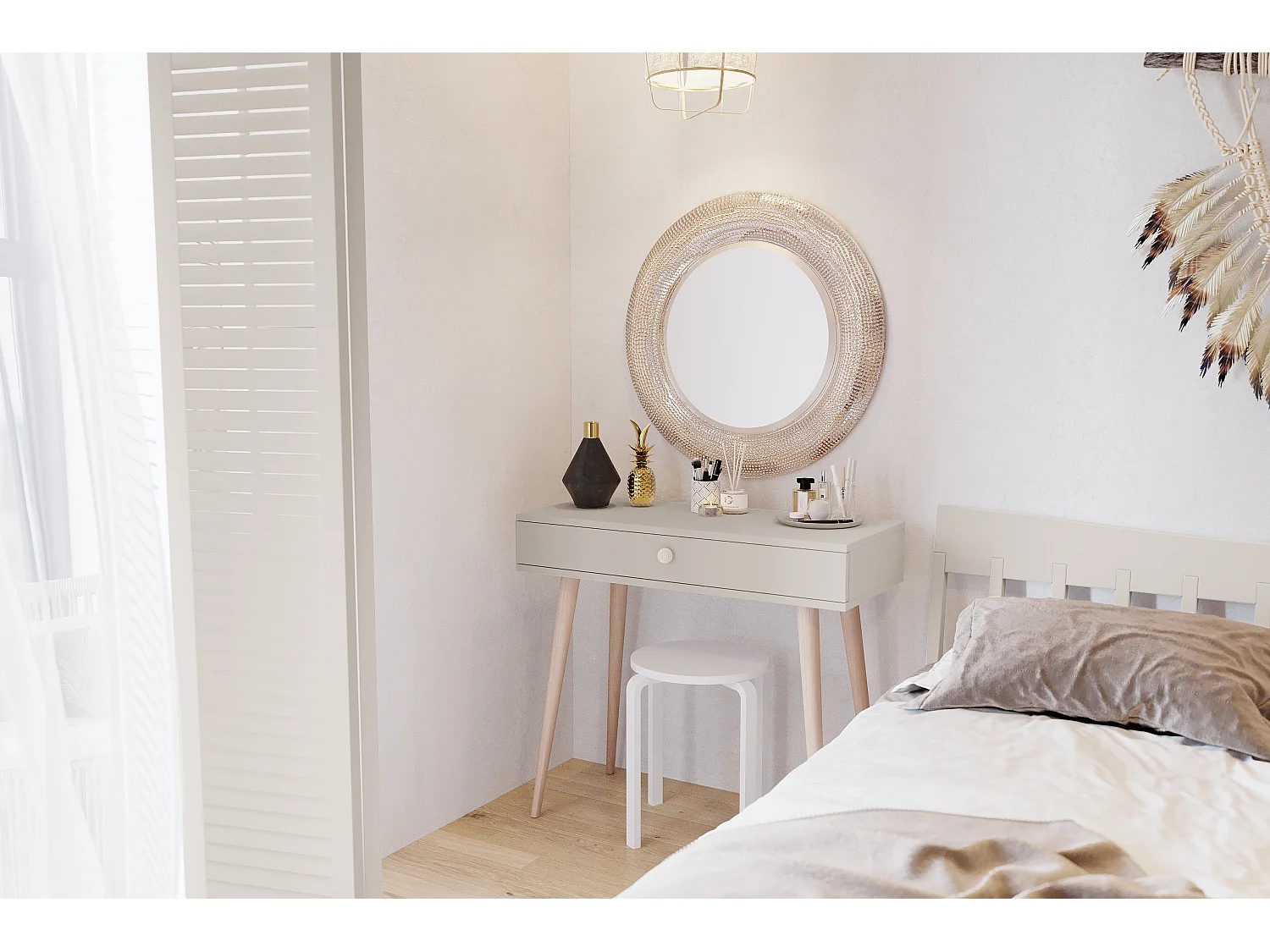 Konsole NATURA, 90 cm, Kaschmir, mit 1 Schublade