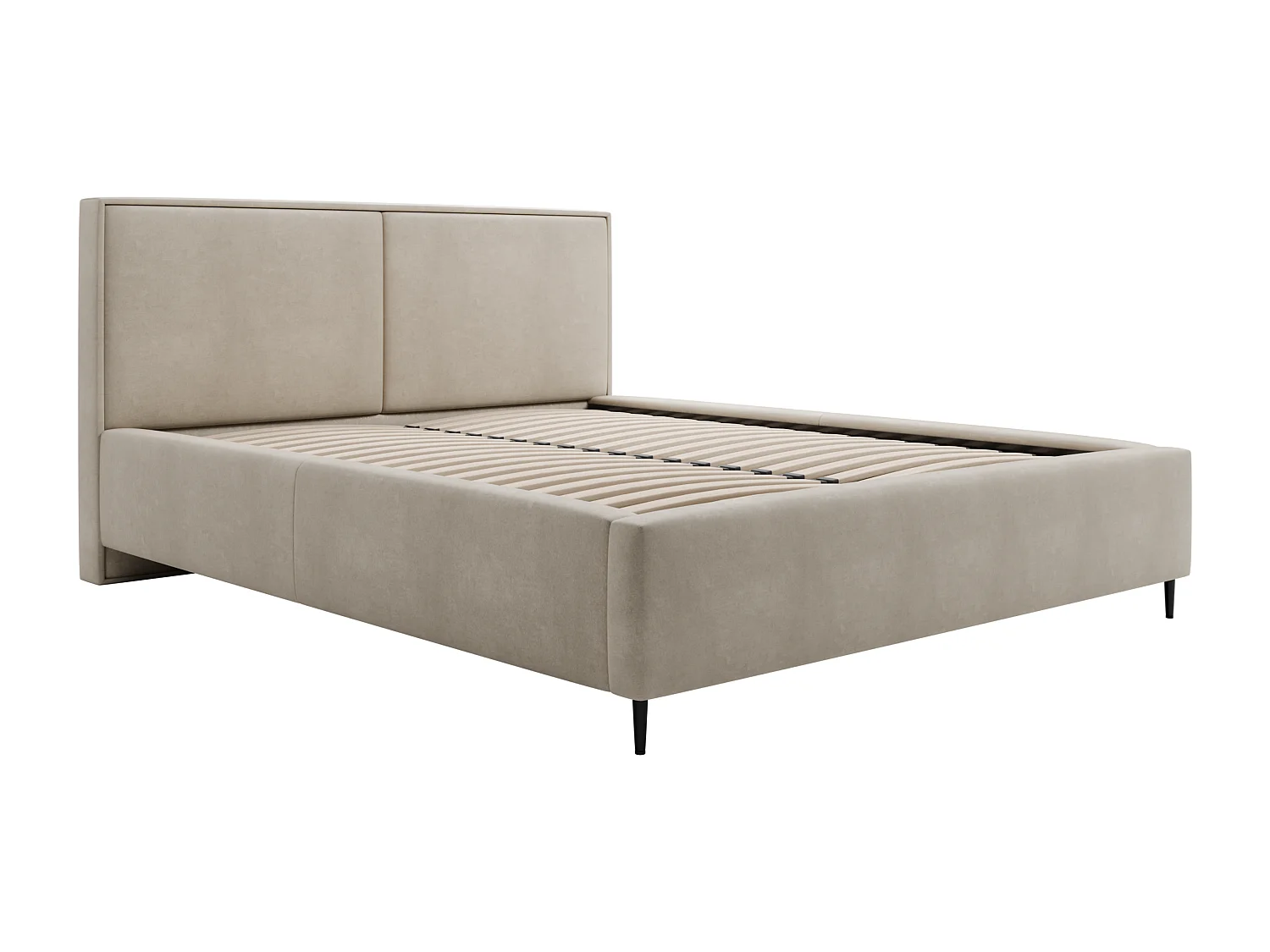 Polsterbett ZEN 120x200 Beige Samt mit Bettkasten und Metallrahmen Ohne Matratze