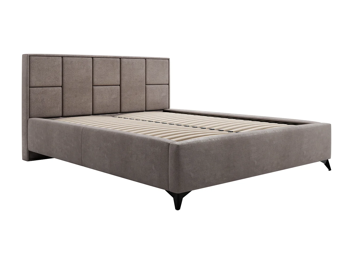 Polsterbett VENICE 160x200 Braun Samt mit Bettkasten und Metallrahmen Ohne Matratze