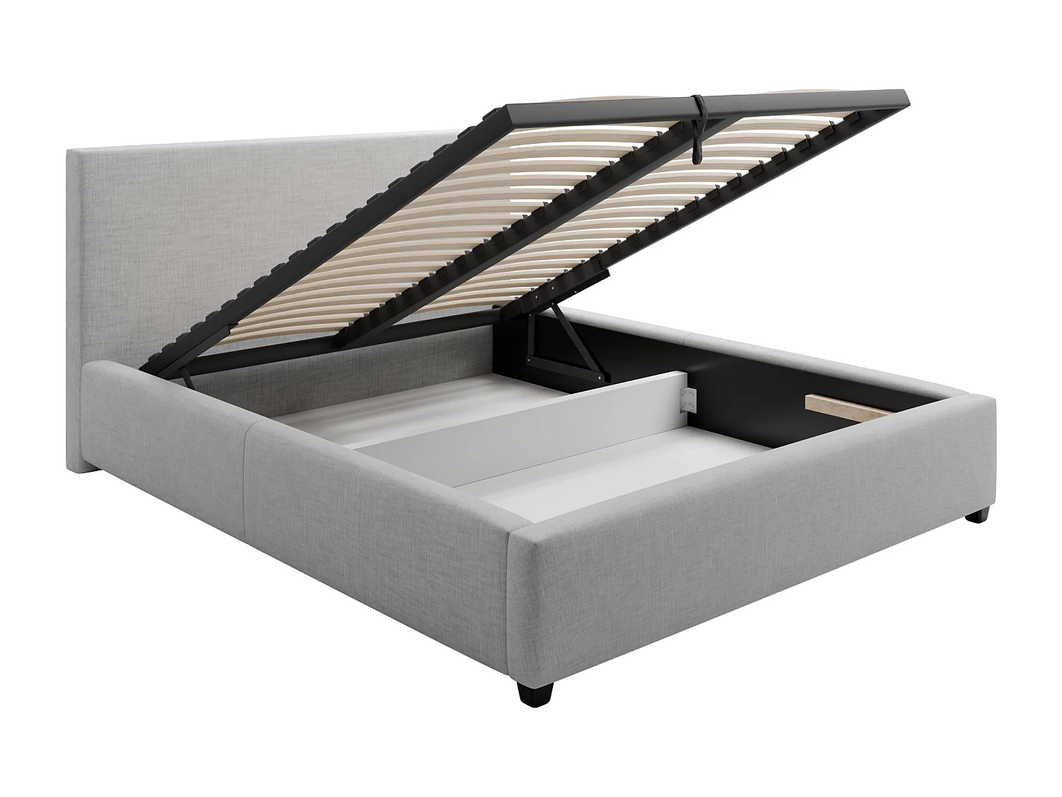 Polsterbett LARA 120x200 Beige Samt mit Bettkasten und Metallrahmen Ohne Matratze