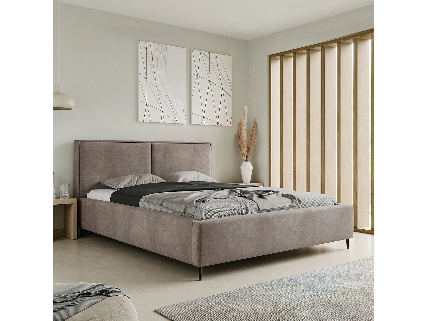 Gestoffeerd bed Zen met opbergruimte, bruin, 180x200 cm