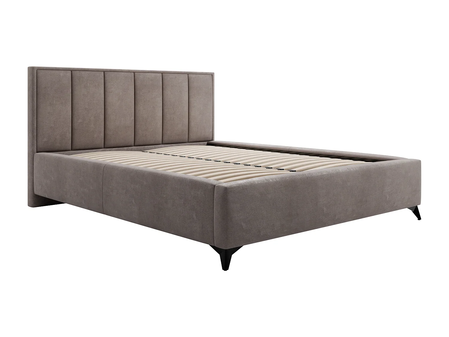 Polsterbett LARA 120x200 Braun Samt mit Bettkasten und Metallrahmen Ohne Matratze