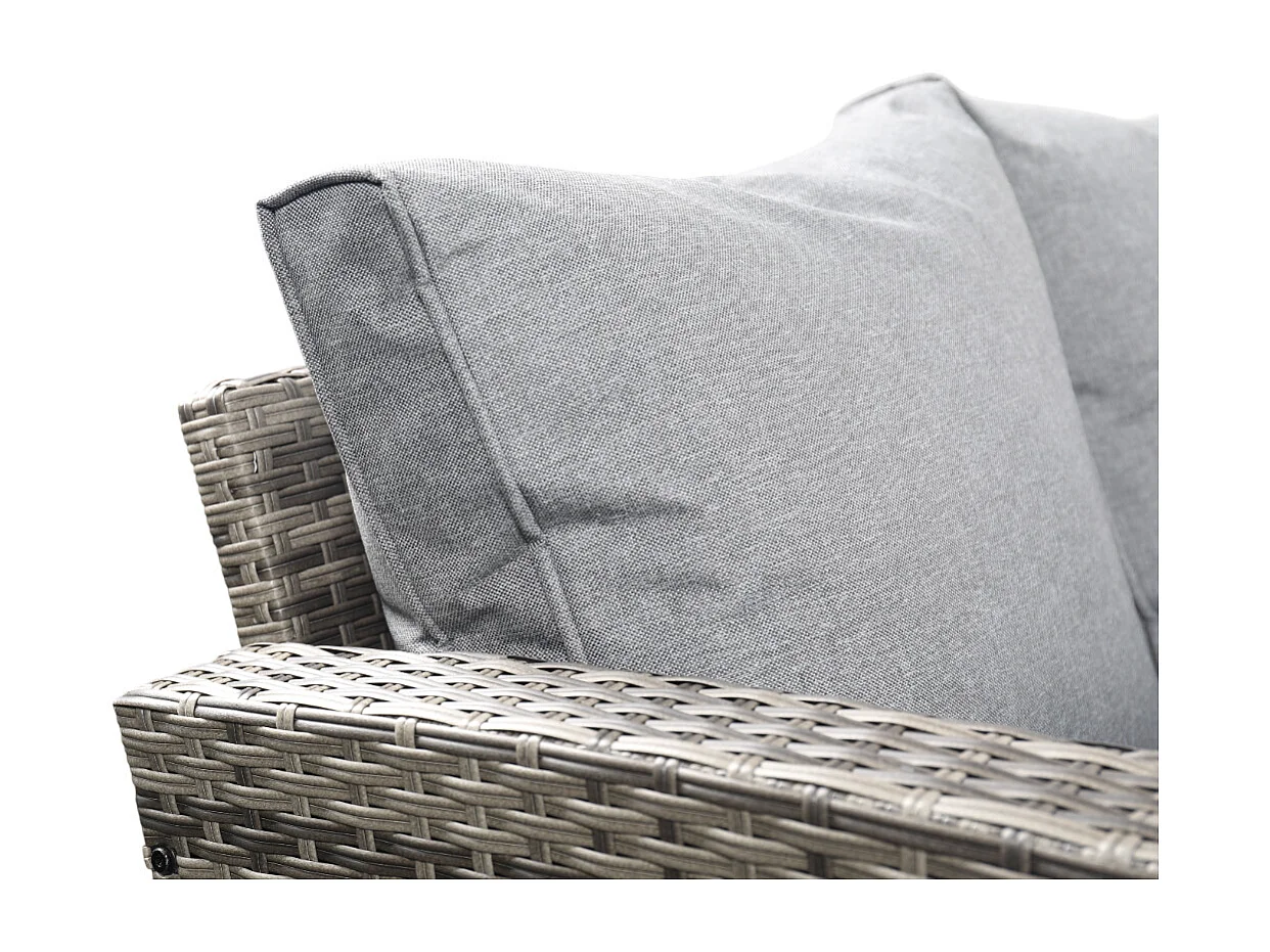 The Conwy 8 Seat Corner Gas Firepit Rattan Dining Set Dark Grey