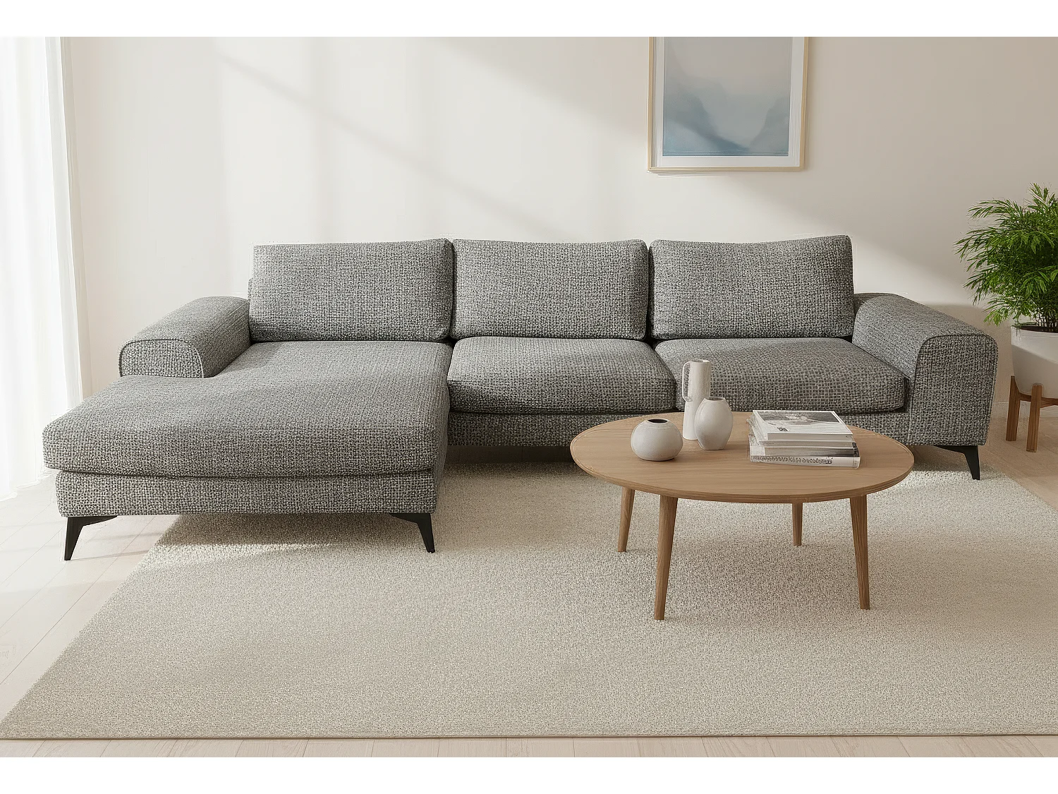 Venice Chenille Corner Sofa with Deep Seats and Extra-wide Padded Arms Left Facing Charcoal