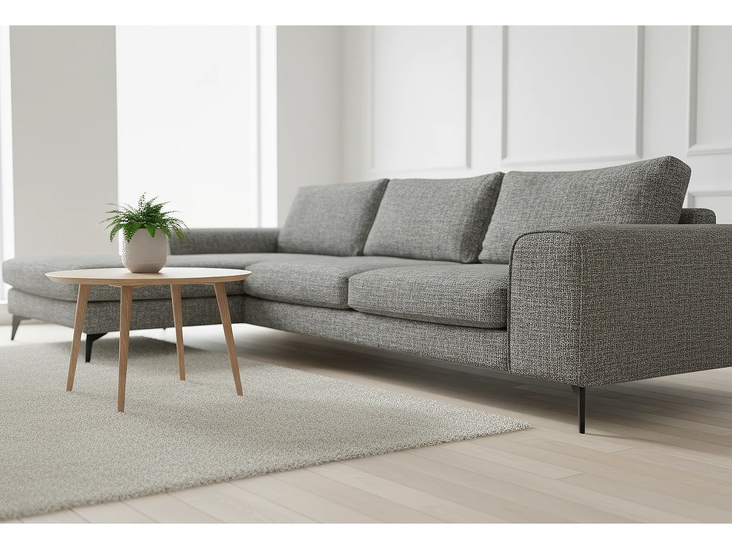 Venice Chenille Corner Sofa with Deep Seats and Extra-wide Padded Arms Left Facing Charcoal