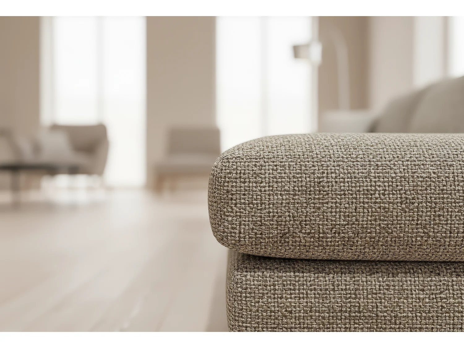 Venice Chenille Corner Sofa with Deep Seats and Extra-wide Padded Arms Right Facing Taupe