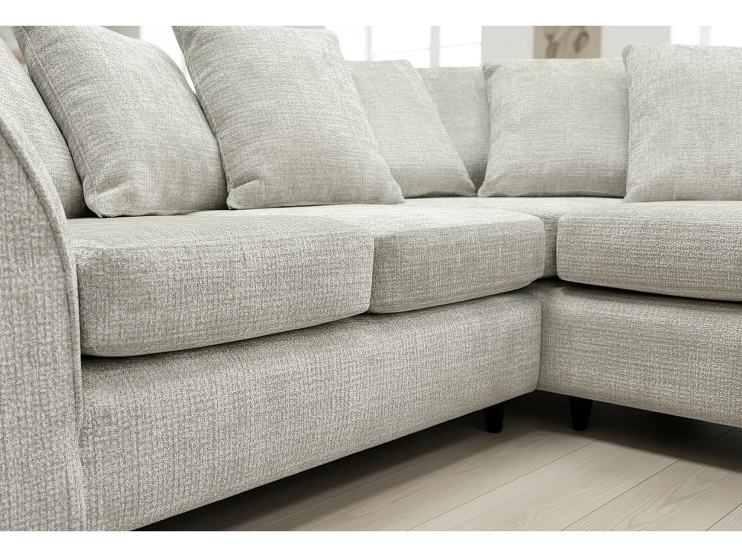 Jumbo Chenille Corner Sofa with Plush Chaise Extension Right Facing White
