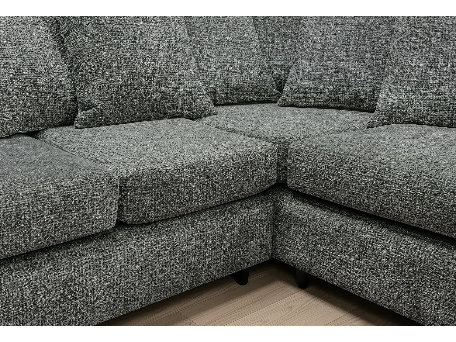 Jumbo Chenille Corner Sofa with Plush Chaise Extension Right Facing Charcoal
