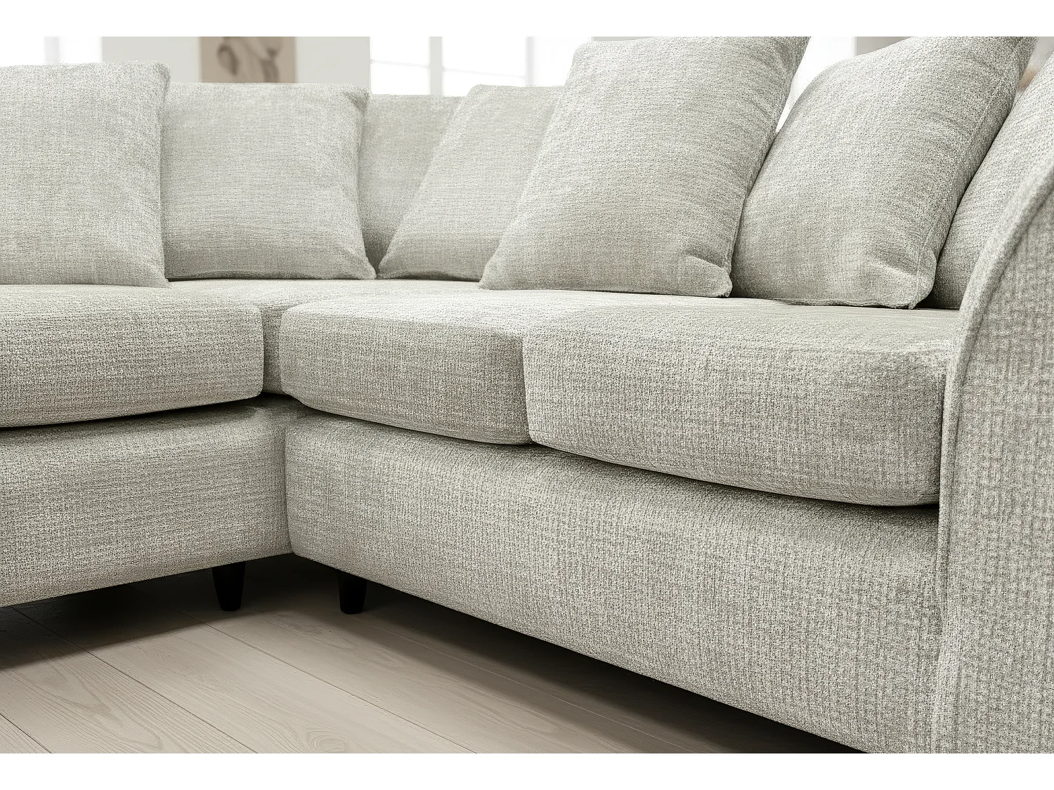 Jumbo Chenille Corner Sofa with Plush Chaise Extension Left Facing White