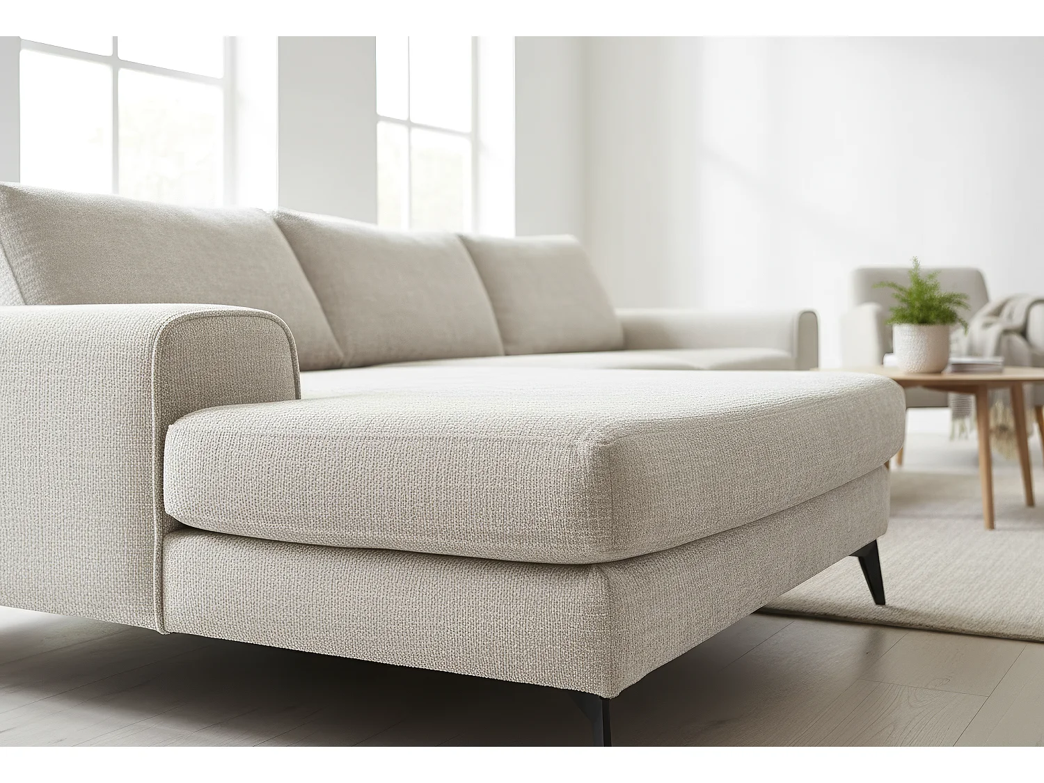 Venice Chenille Corner Sofa with Deep Seats and Extra-wide Padded Arms Left Facing Stone Grey