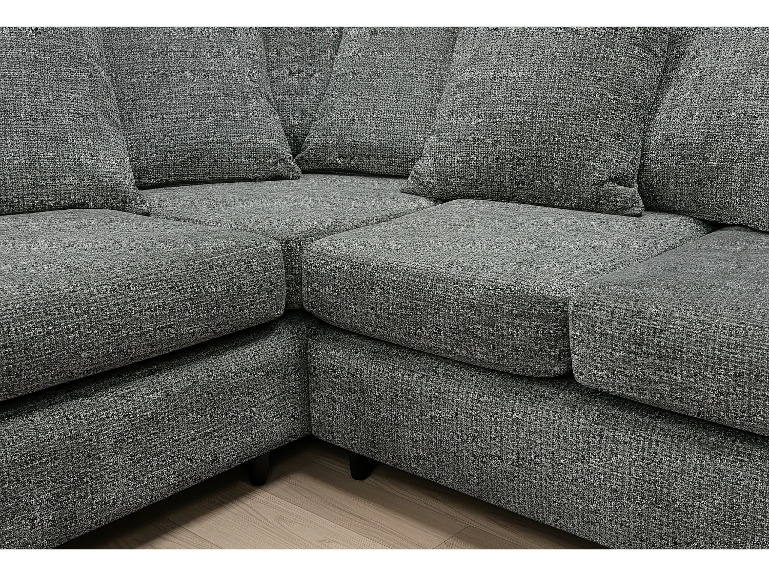 Jumbo Chenille Corner Sofa with Plush Chaise Extension Left Facing Charcoal