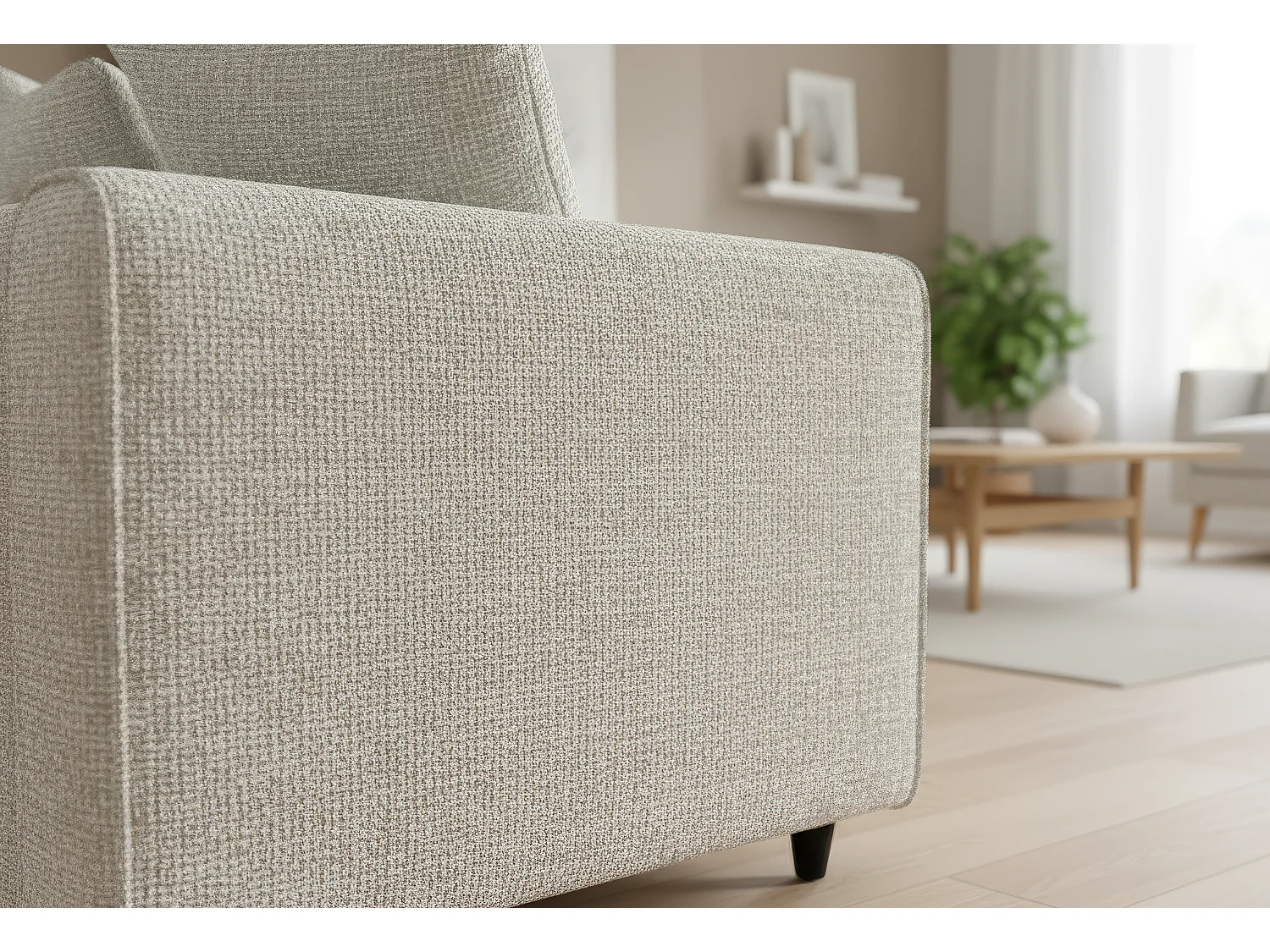 Jumbo Chenille Corner Sofa with Plush Chaise Extension Right Facing Stone Grey