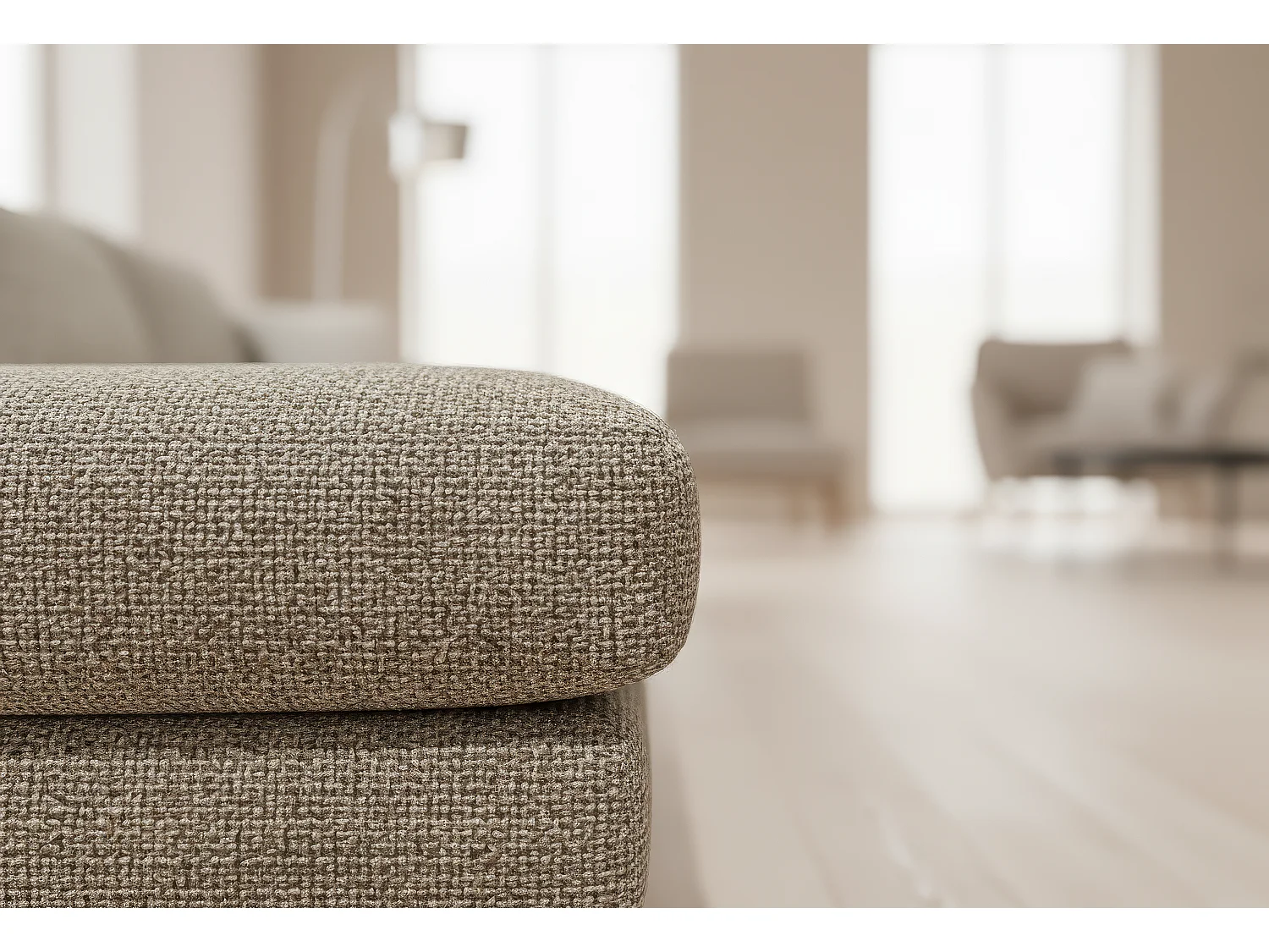 Venice Chenille Corner Sofa with Deep Seats and Extra-wide Padded Arms Left Facing Taupe